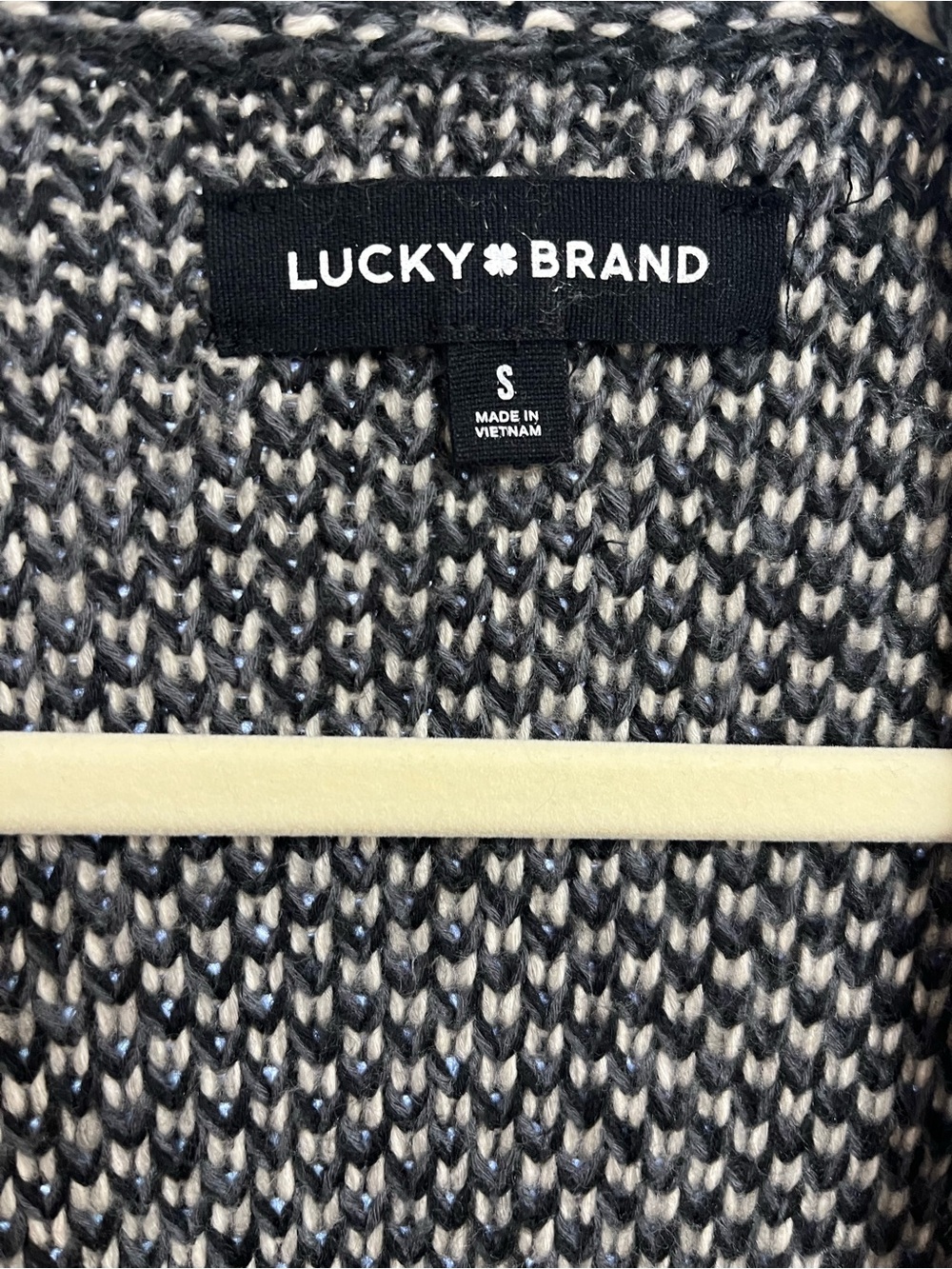 Lucky Brand Charcoal Gray and Cream Horse Pattern Open Cardigan - Picture 3 of 3